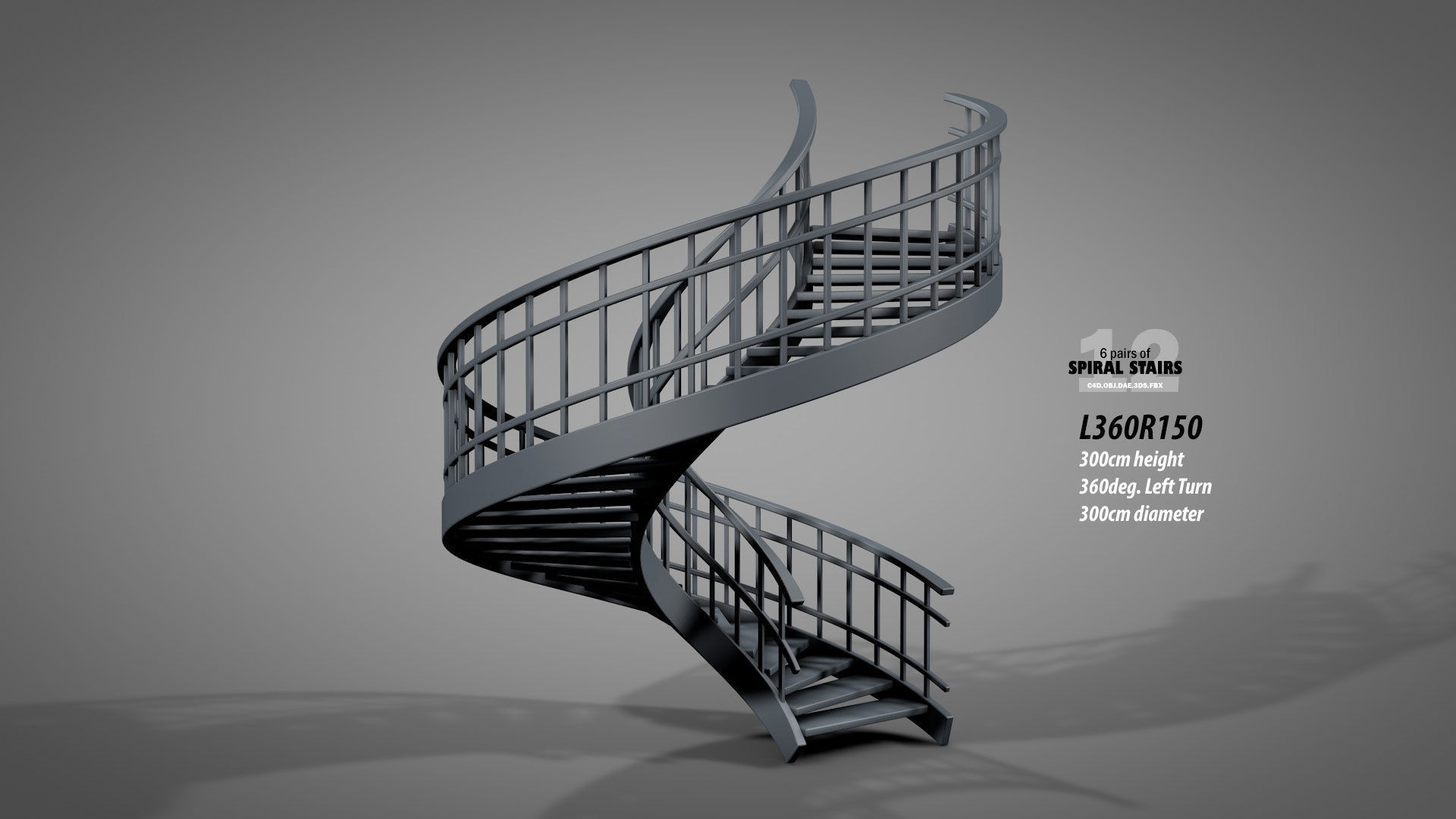 Spiral Stairs v2023 Low-poly 3D model_6