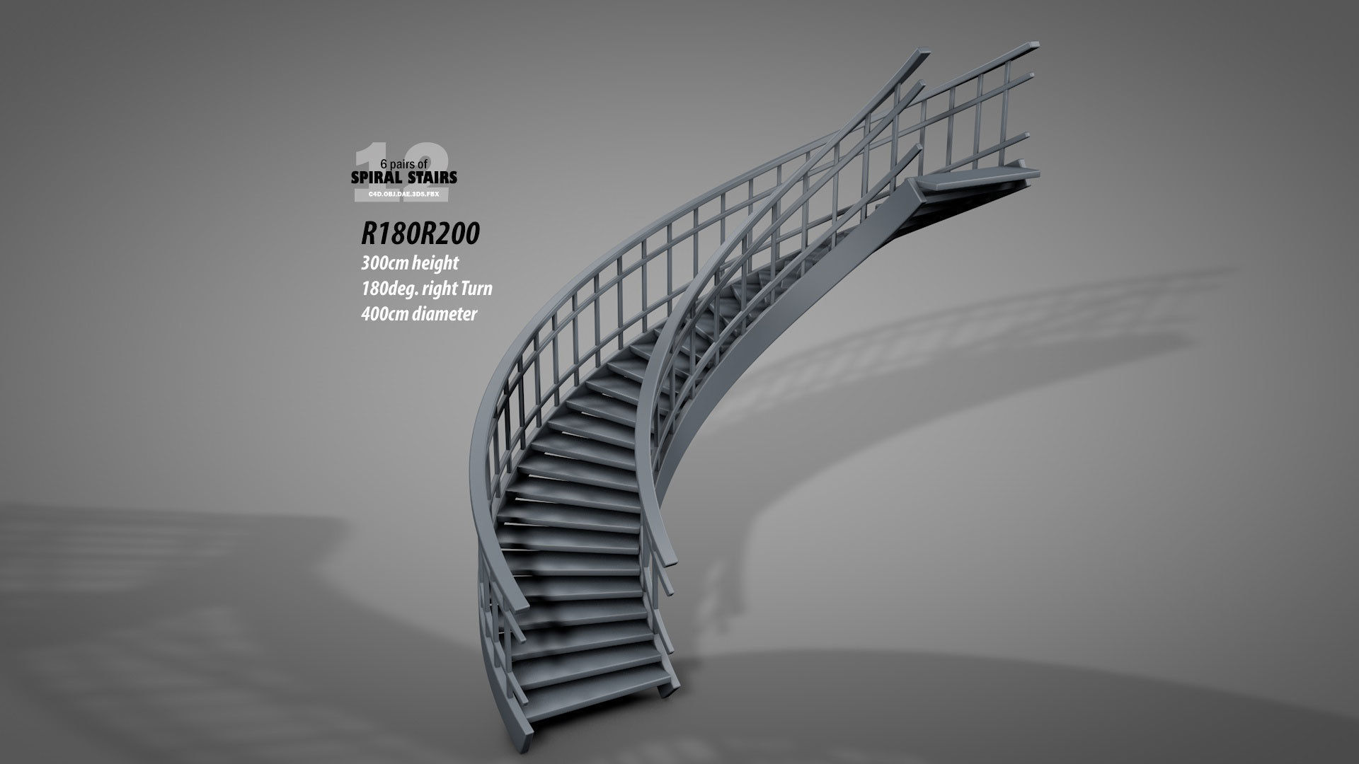 Spiral Stairs v2023 Low-poly 3D model_20