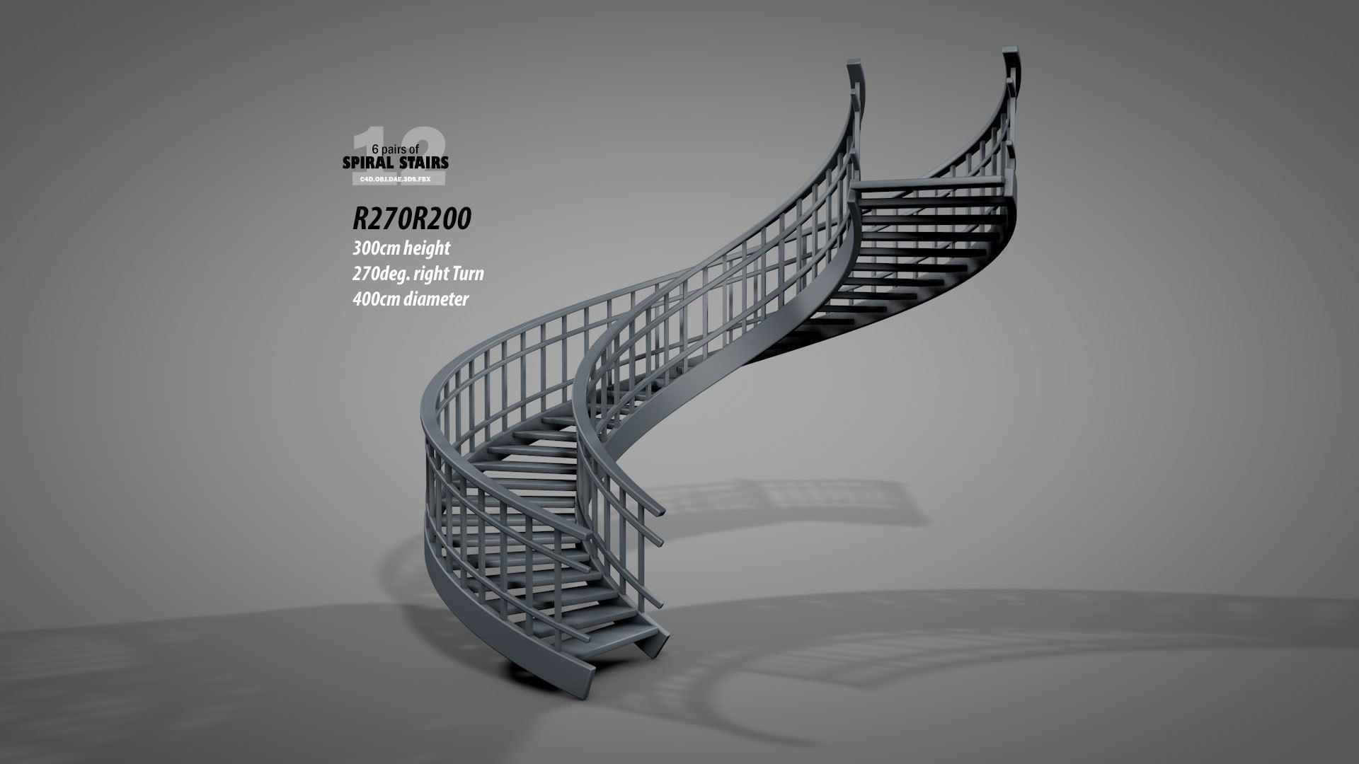 Spiral Stairs v2023 Low-poly 3D model_12