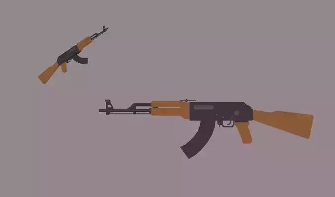 AK47 gun Low-poly 3D model