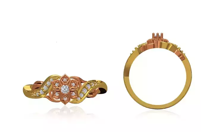 Women Wedding Engagement Ring STL OBJ FBX JCD Details