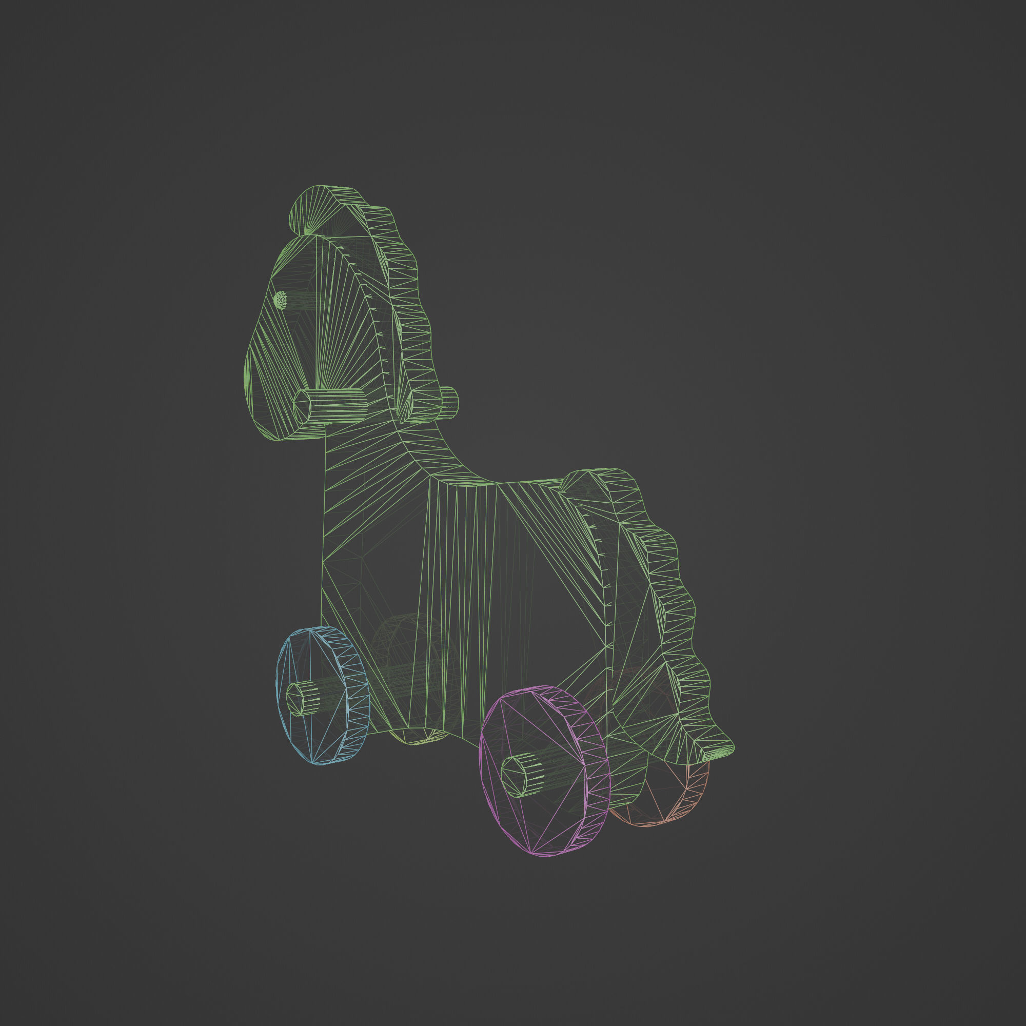 Rocking Horse Old Vintage Toy Low-poly 3D model_8