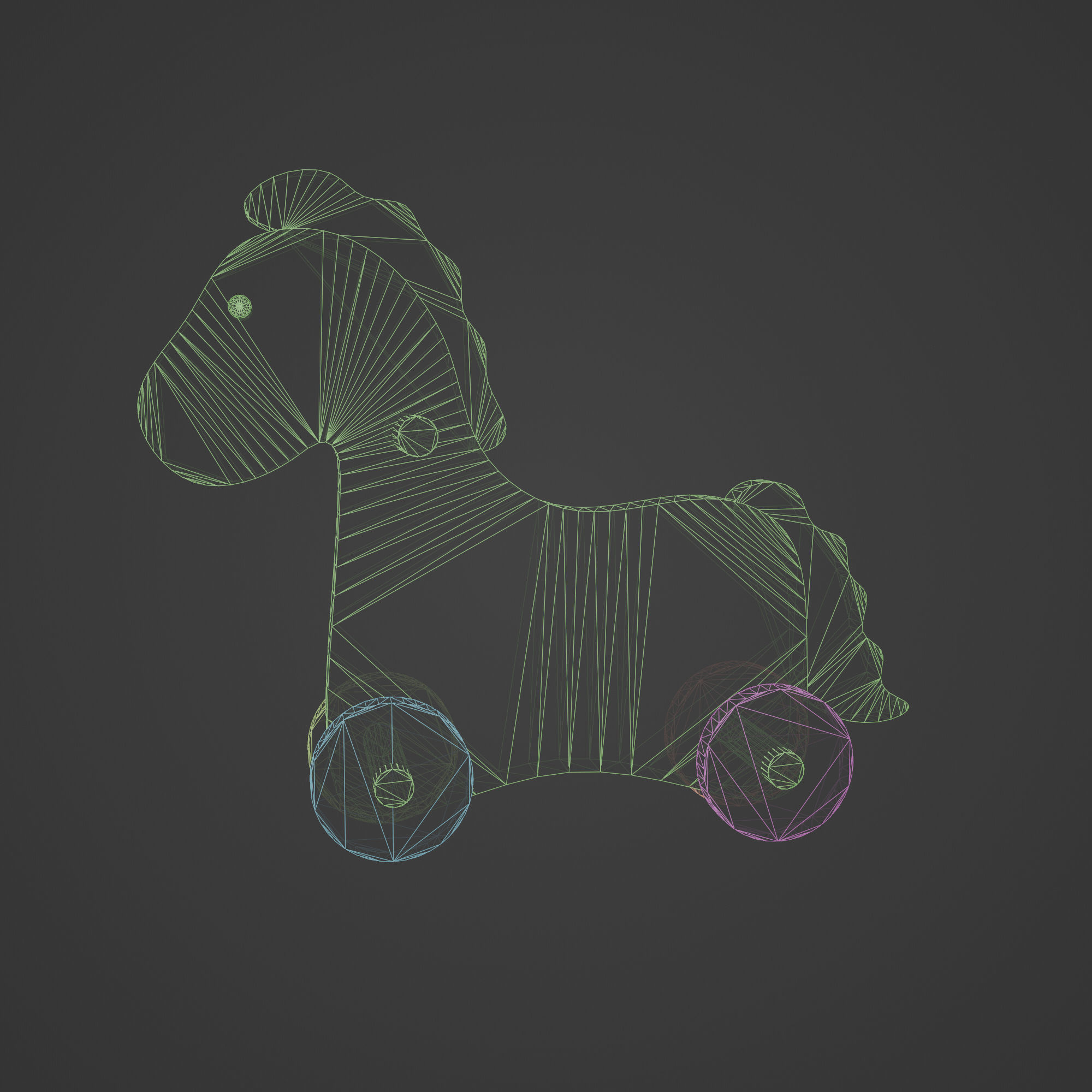 Rocking Horse Old Vintage Toy Low-poly 3D model_5