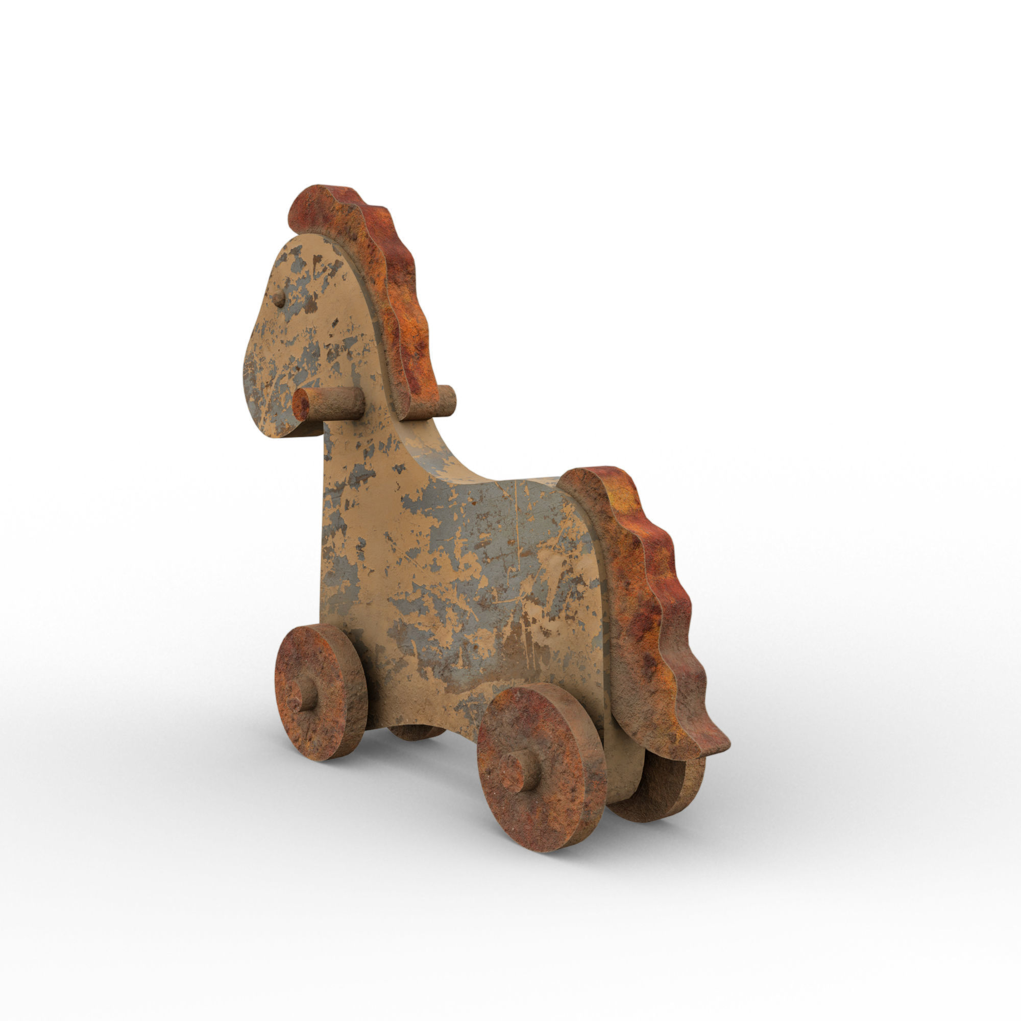 Rocking Horse Old Vintage Toy Low-poly 3D model_6