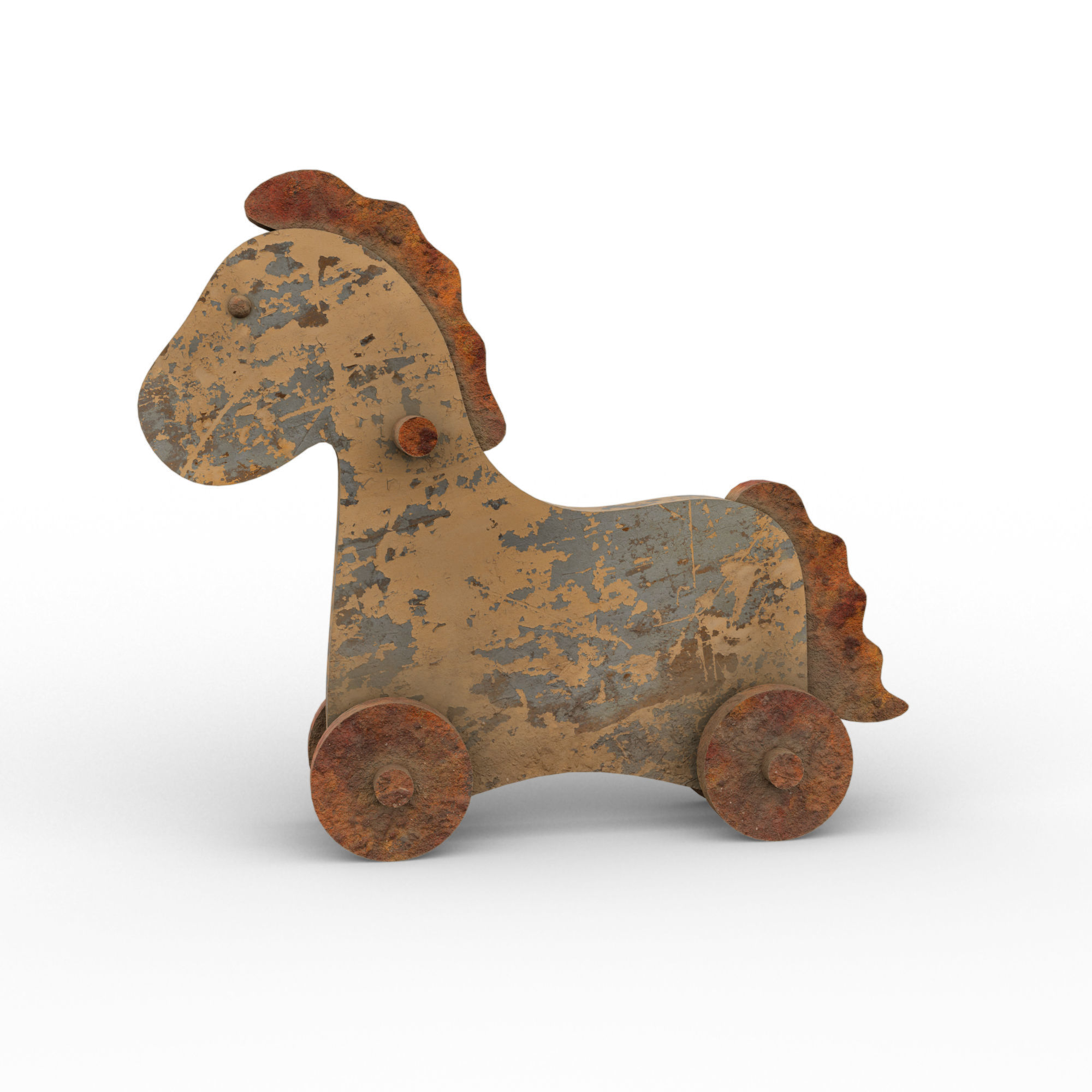 Rocking Horse Old Vintage Toy Low-poly 3D model_3