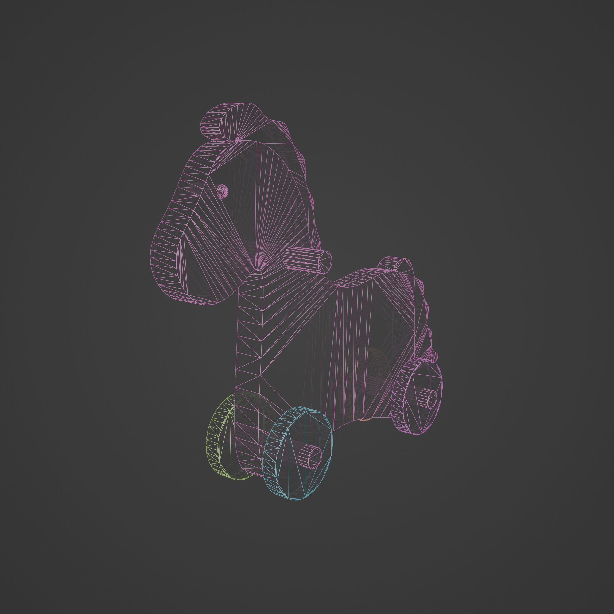 Rocking Horse Old Vintage Toy Low-poly 3D model_2