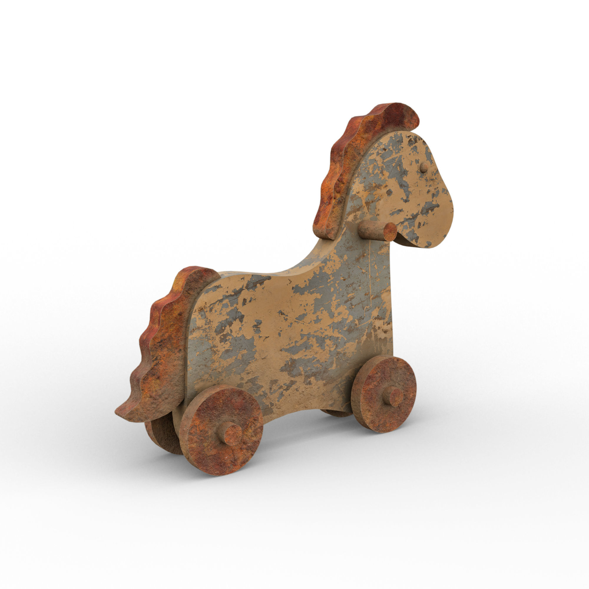 Rocking Horse Old Vintage Toy Low-poly 3D model_11