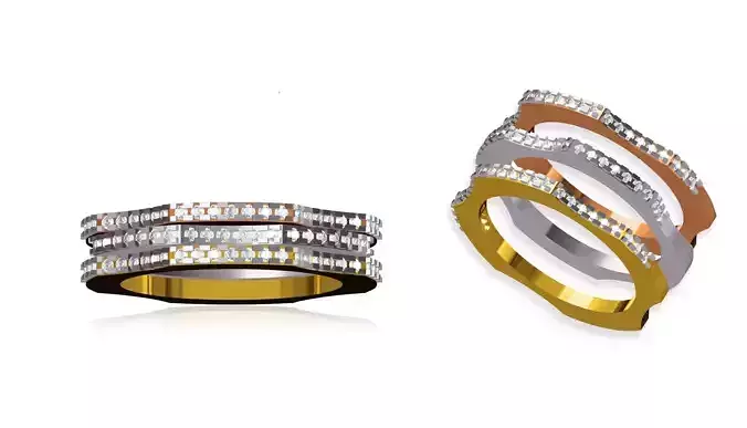 Women Wedding Engagement Ring STL OBJ FBX JCD Details