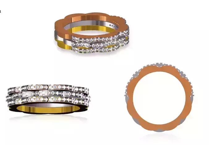 Women Wedding Engagement Ring STL OBJ FBX JCD Details