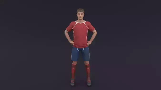 Soccer Player Rigged Low-poly 3D model
