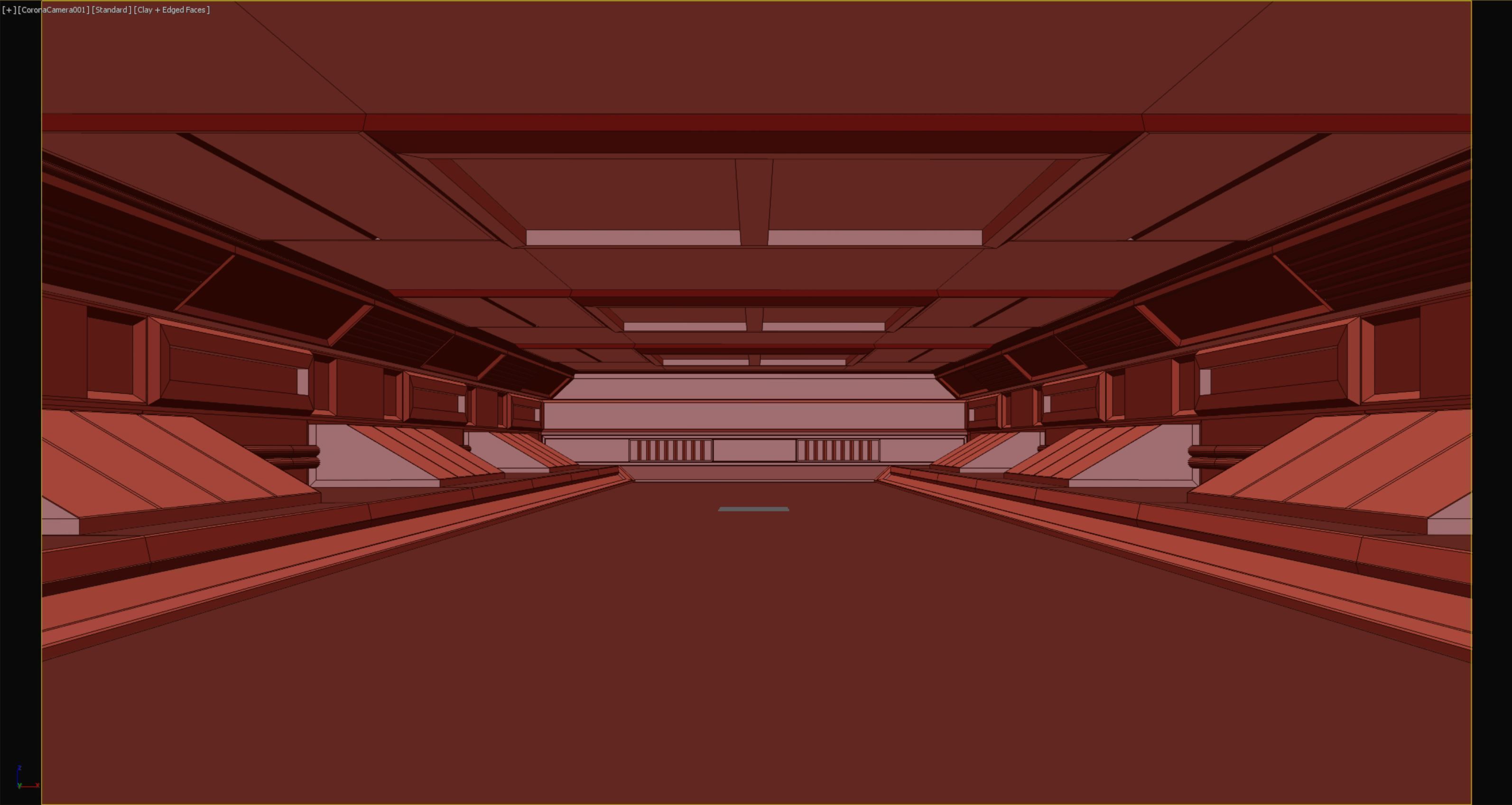 lowpoly sci fi corridor 06 Low-poly 3D model_4