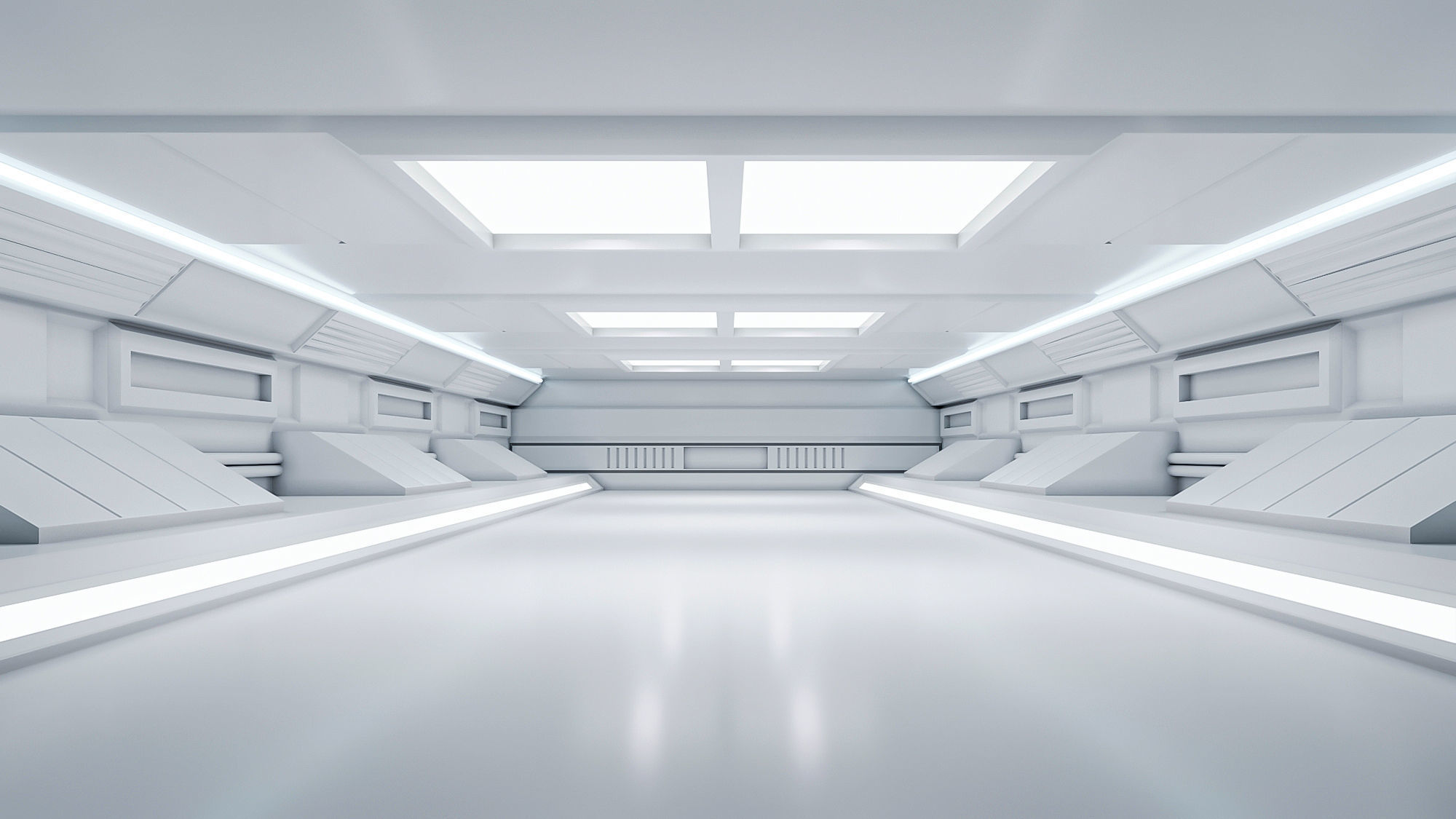 lowpoly sci fi corridor 06 Low-poly 3D model_2