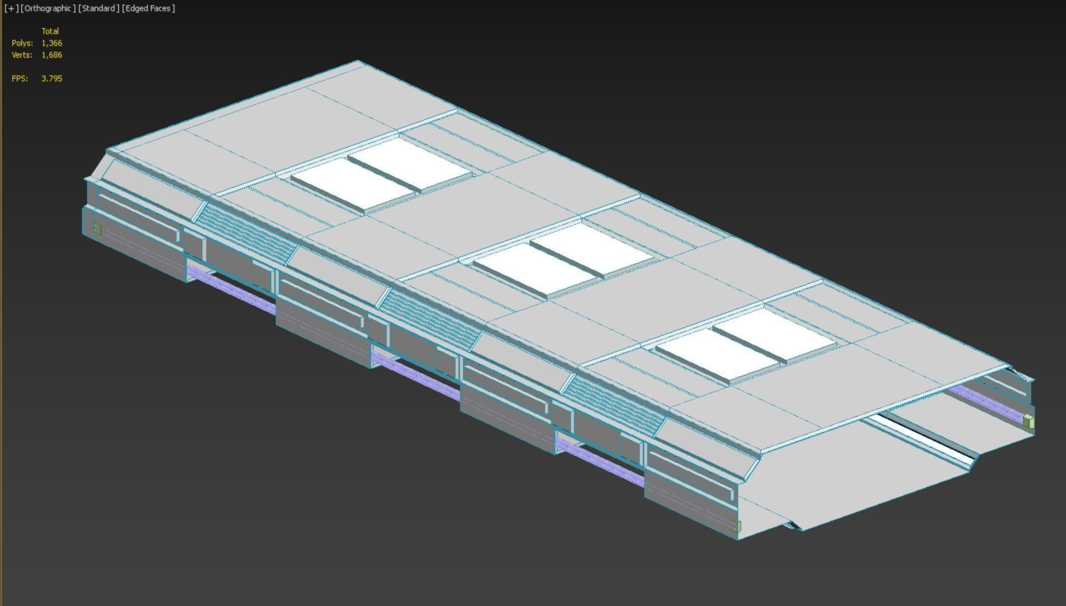lowpoly sci fi corridor 06 Low-poly 3D model_8