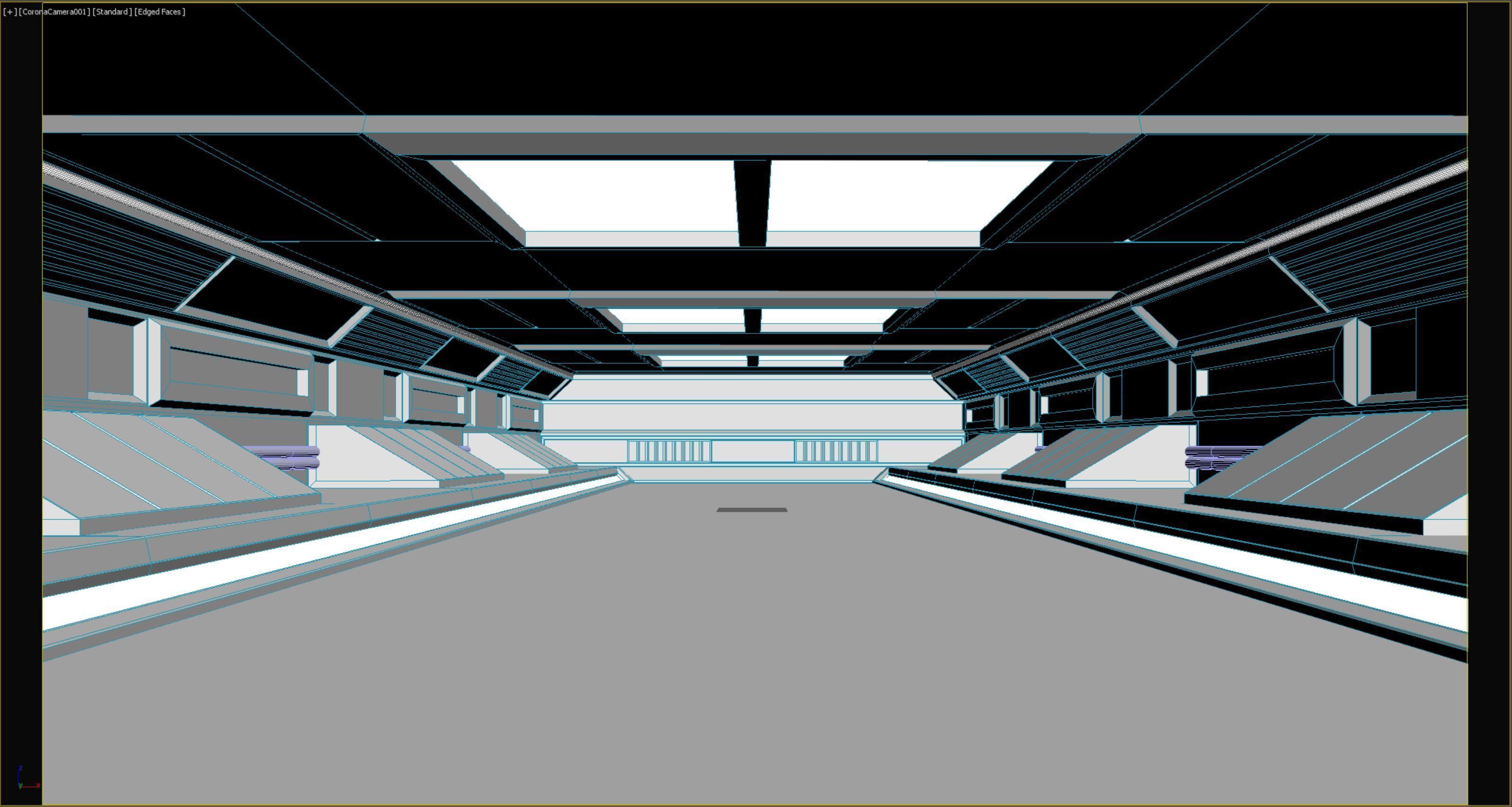 lowpoly sci fi corridor 06 Low-poly 3D model_7