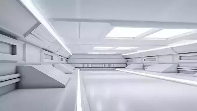 lowpoly sci fi corridor 06 Low-poly 3D model