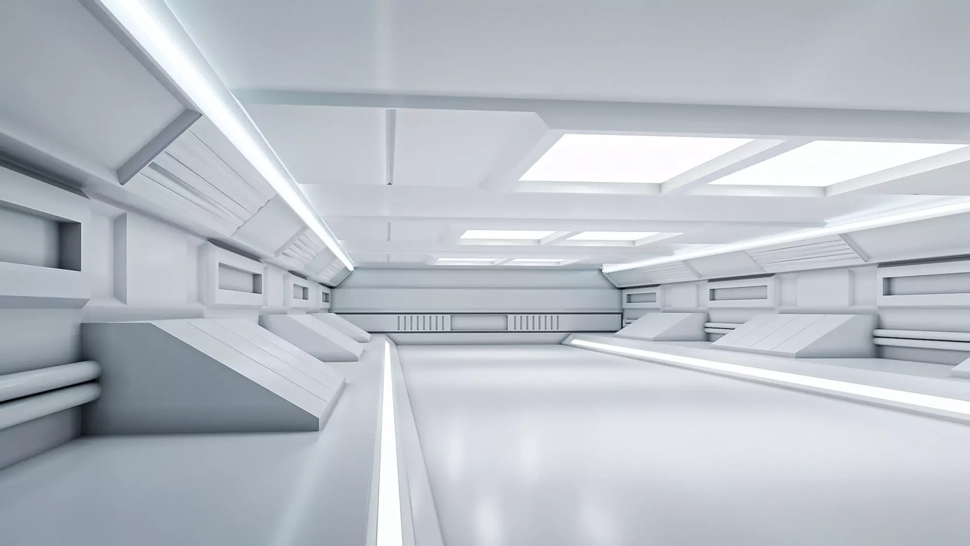 lowpoly sci fi corridor 06 Low-poly 3D model_0