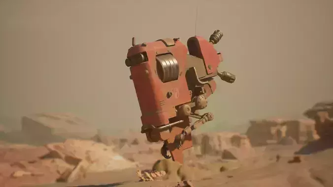 Sci-fi flying industrial mech bike  Low-poly 3D model