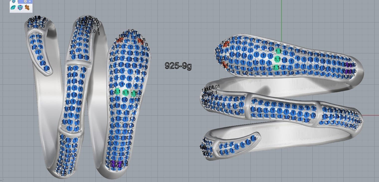 Ring with stones for the big finger Snake  Anaconda Python 3D print model_1