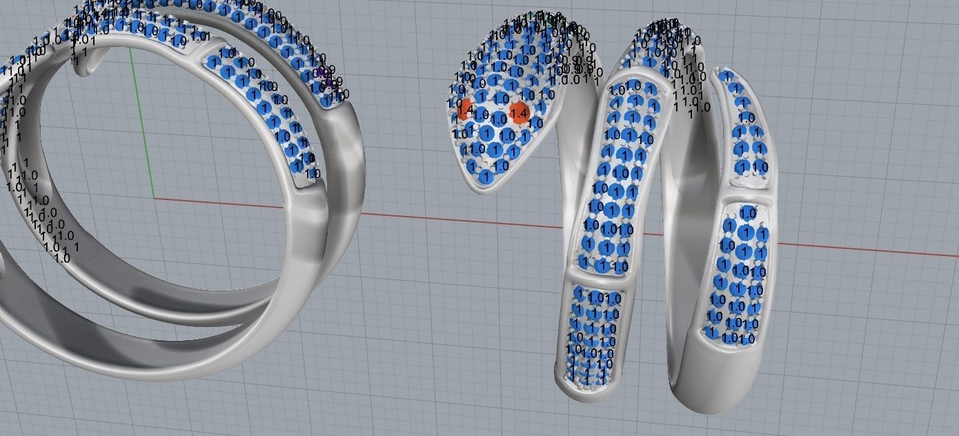 Ring with stones for the big finger Snake  Anaconda Python 3D print model_2