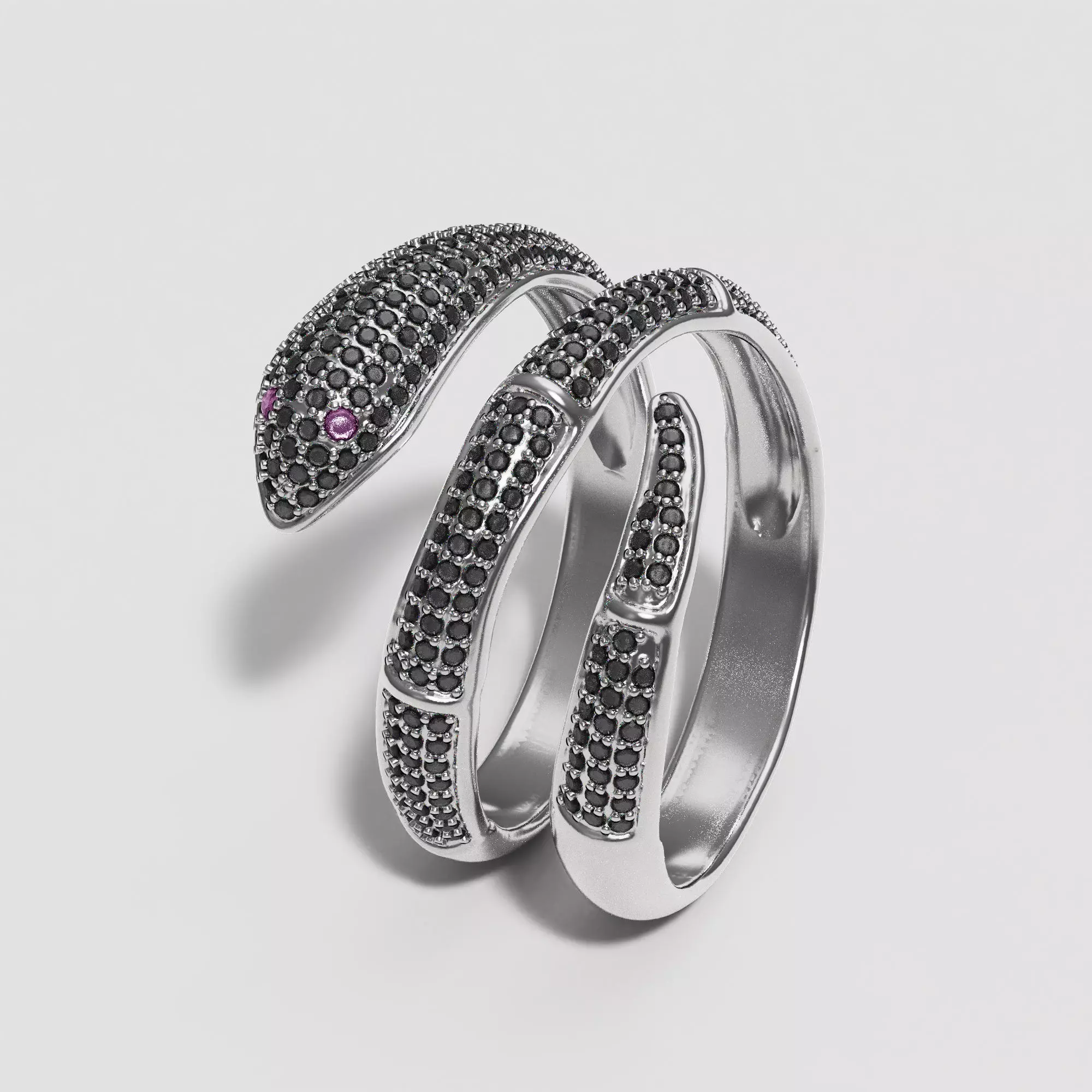 Ring with stones for the big finger Snake  Anaconda Python 3D print model_0