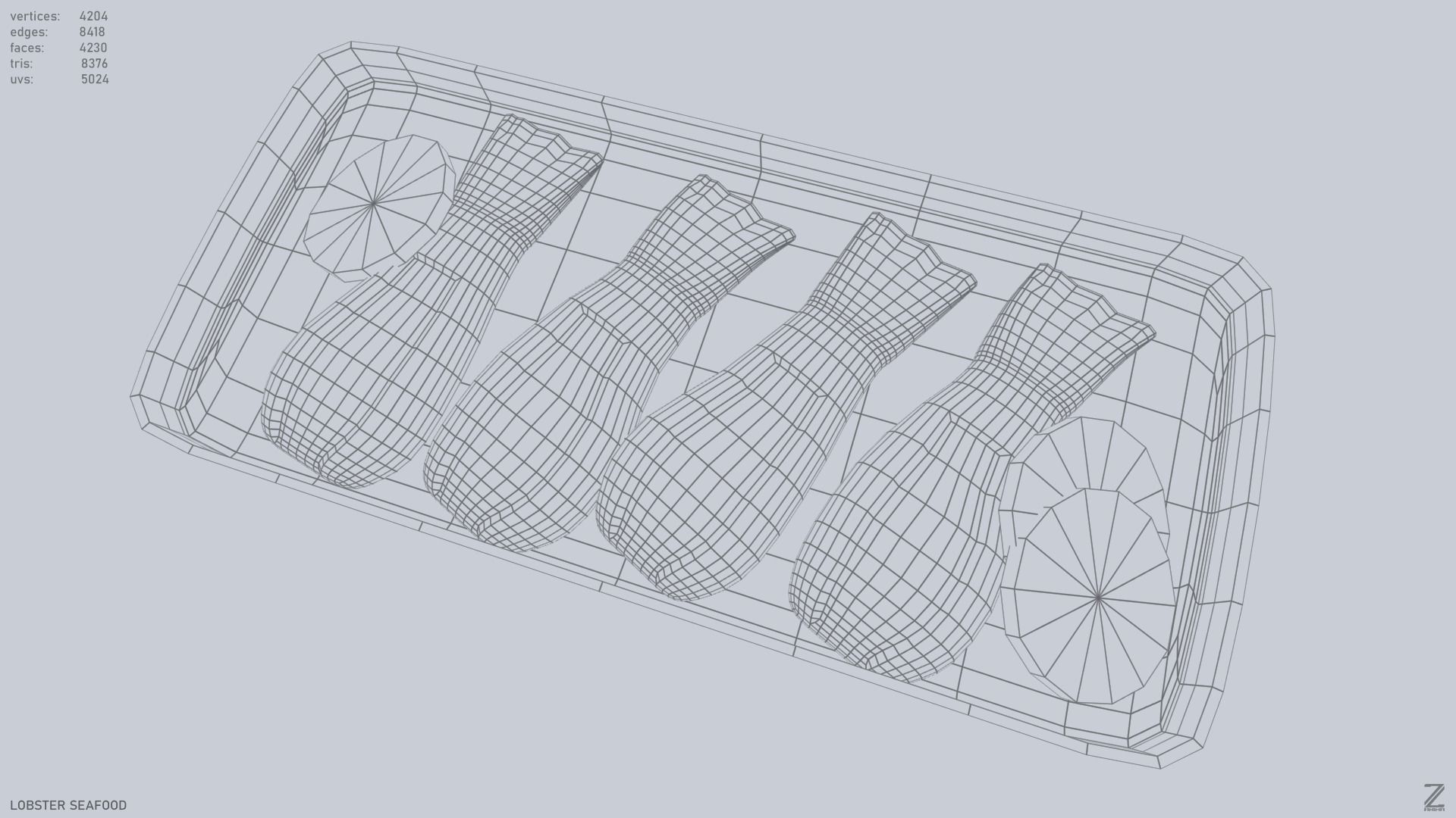 Lobster seafood Low-poly 3D model_14