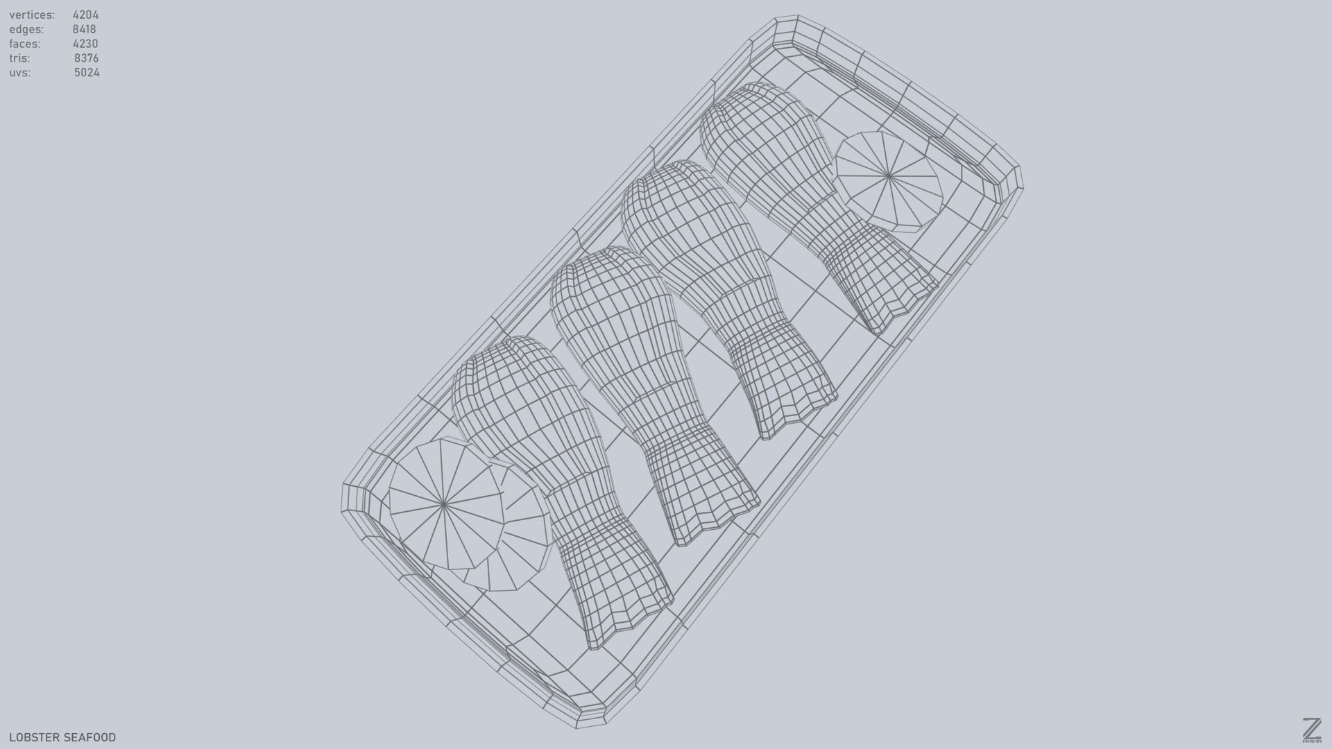 Lobster seafood Low-poly 3D model_2