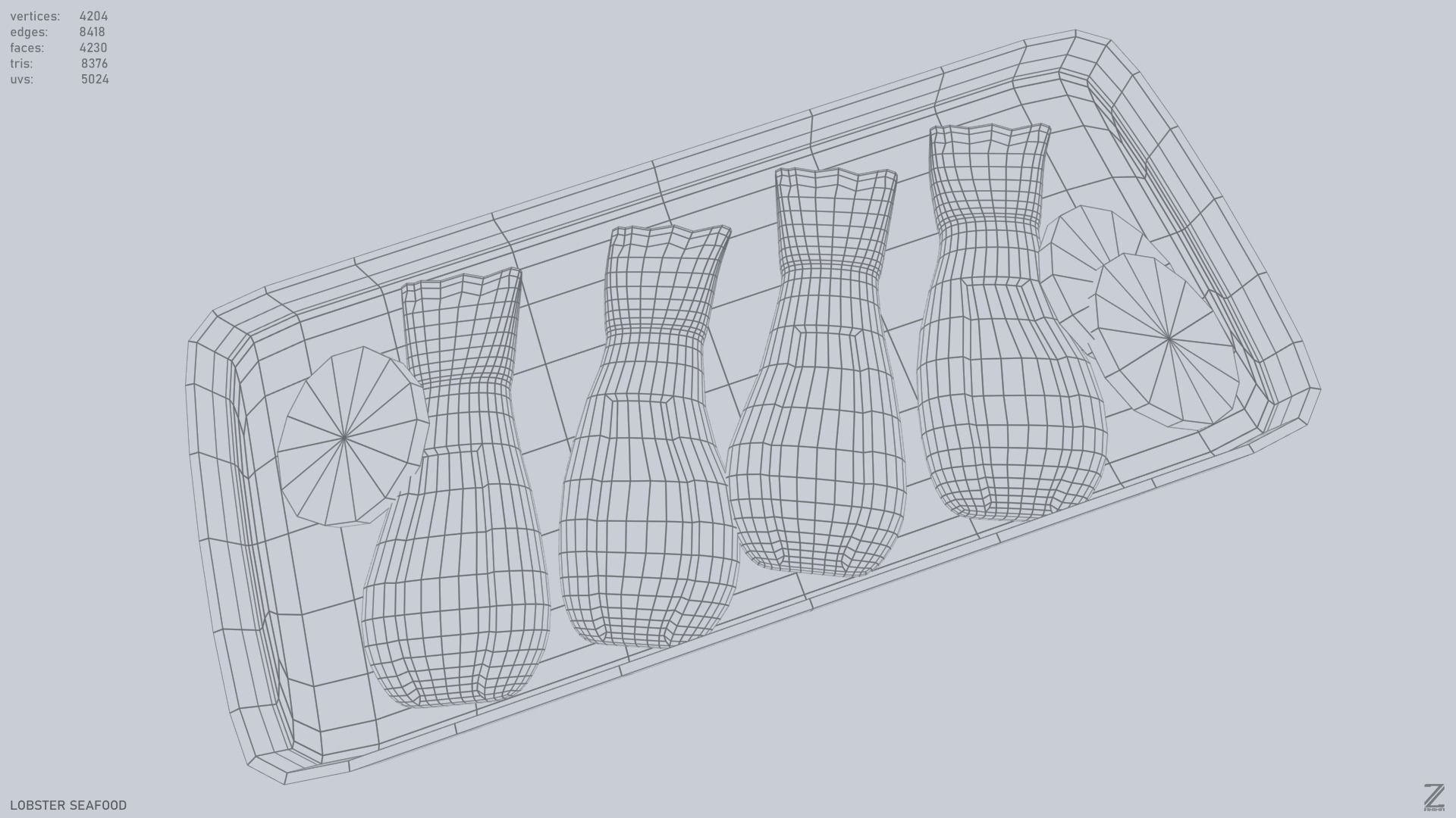 Lobster seafood Low-poly 3D model_13