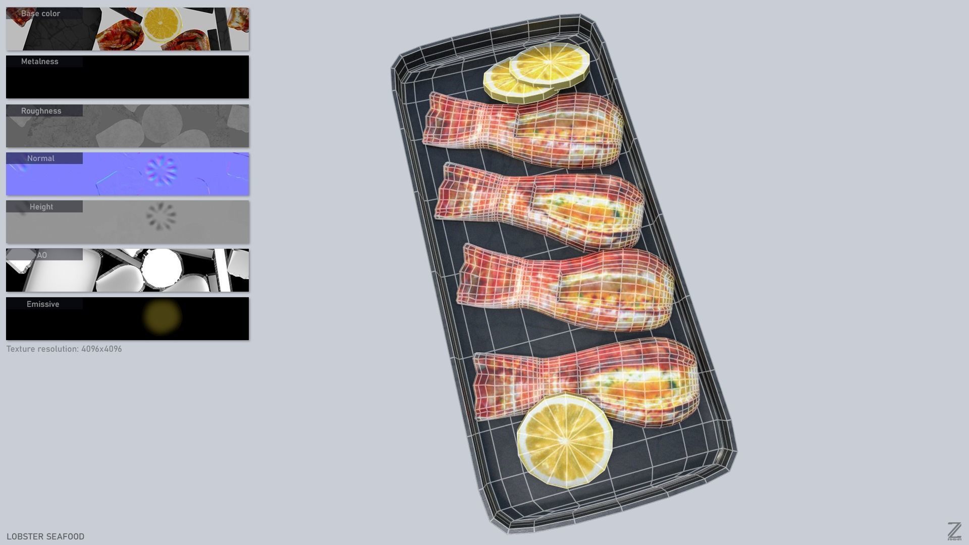 Lobster seafood Low-poly 3D model_1