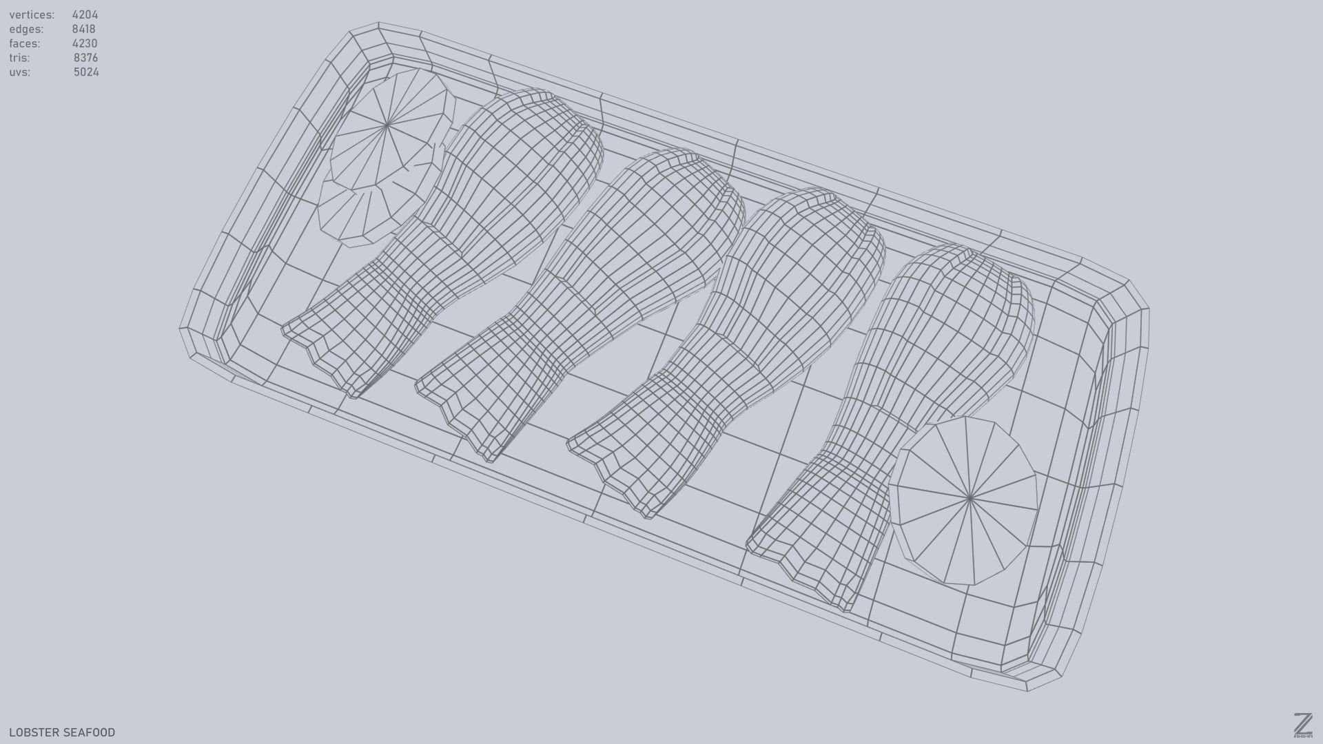 Lobster seafood Low-poly 3D model_10
