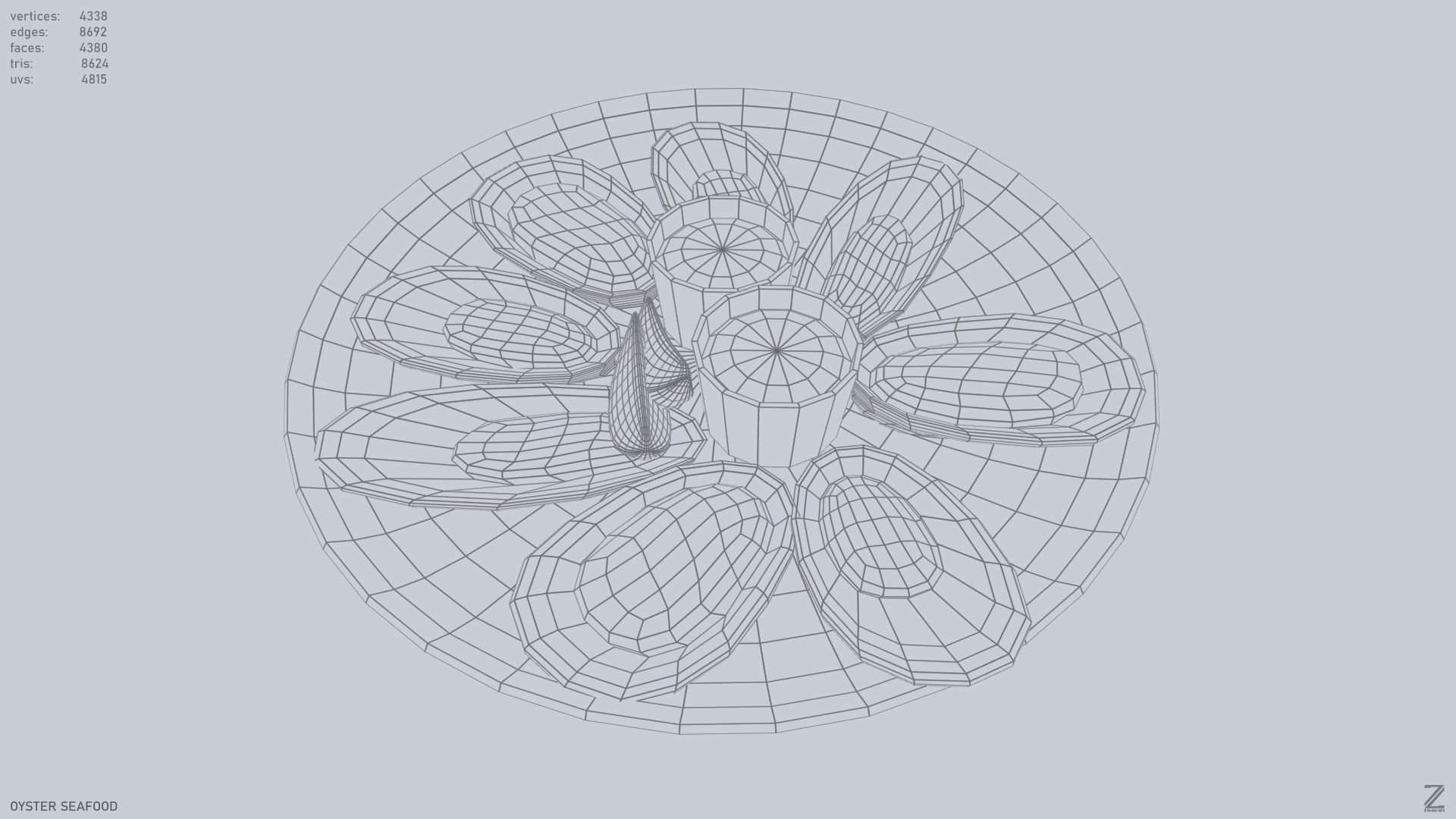 Oyster seafood Low-poly 3D model_11