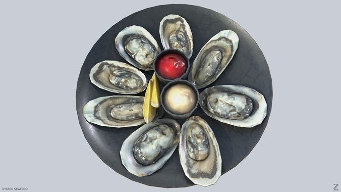 Oyster seafood Low-poly 3D model 7