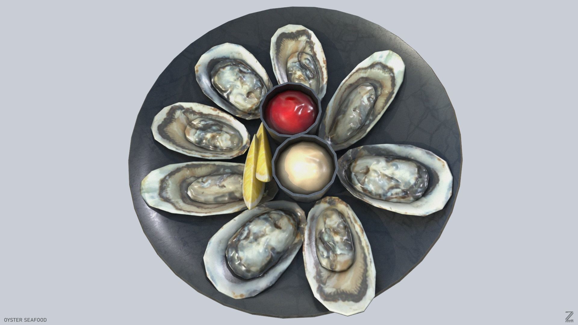 Oyster seafood Low-poly 3D model_6