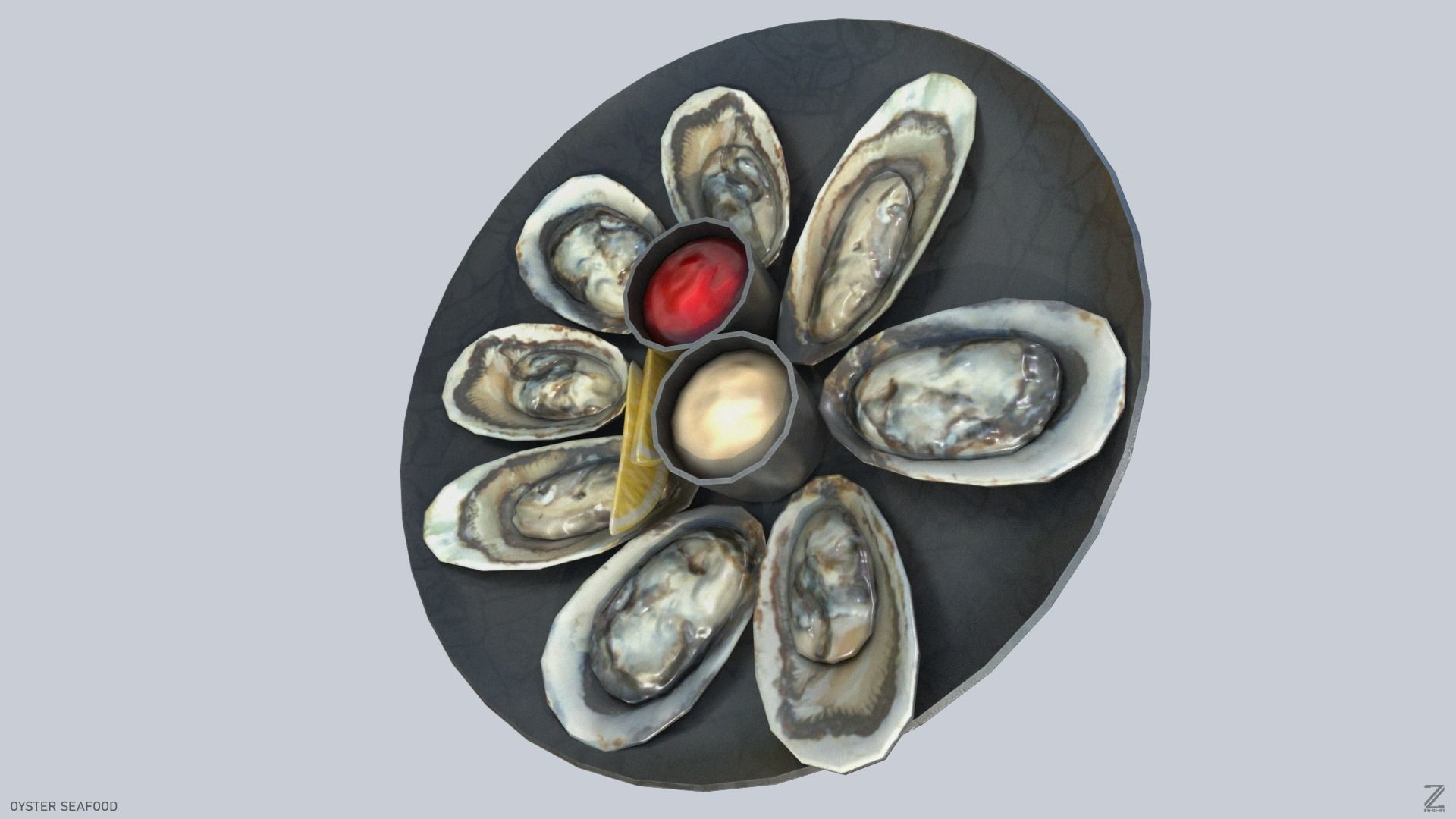 Oyster seafood Low-poly 3D model_8