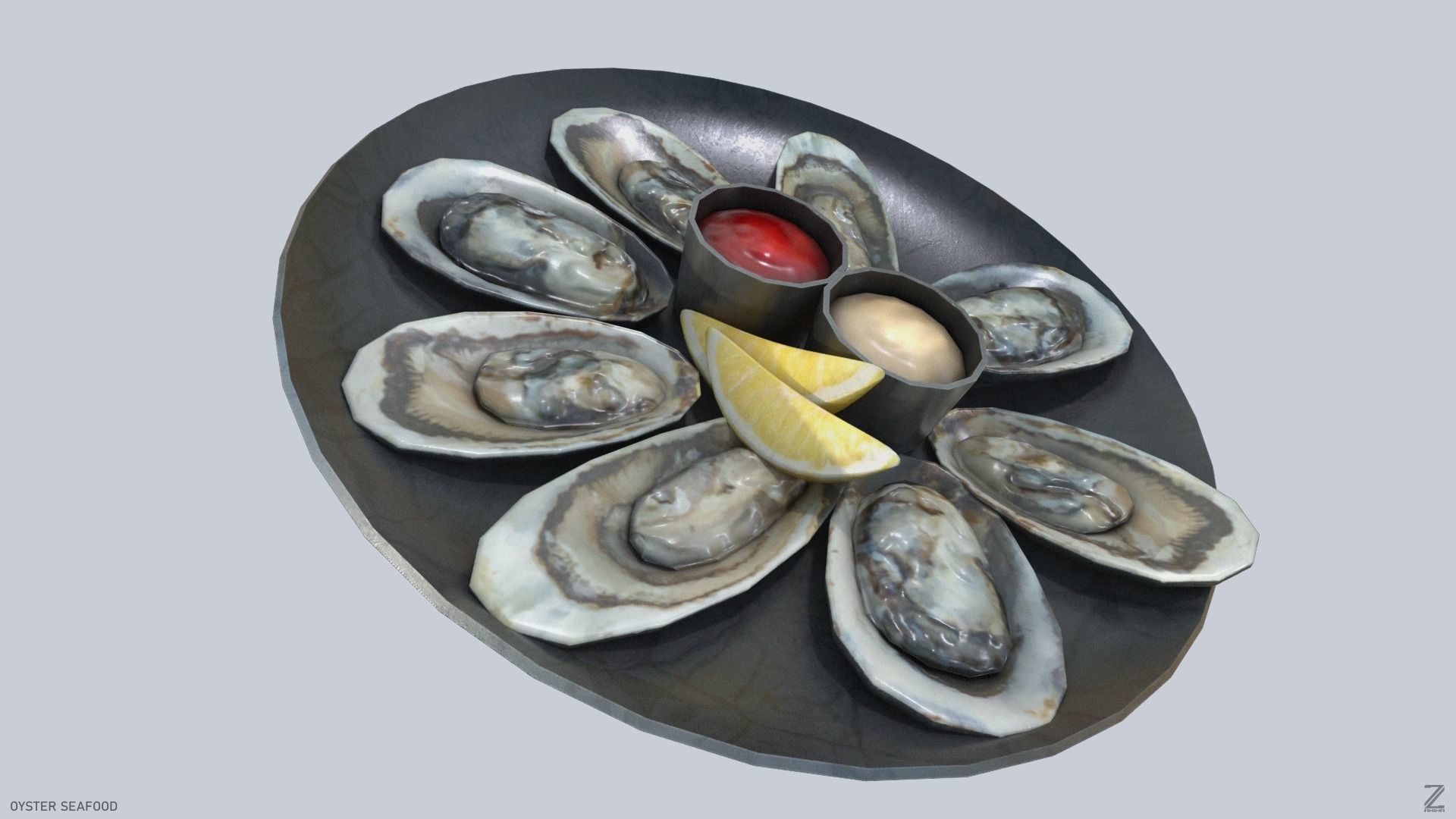 Oyster seafood Low-poly 3D model_7