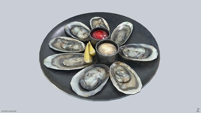 Oyster seafood Low-poly 3D model 6