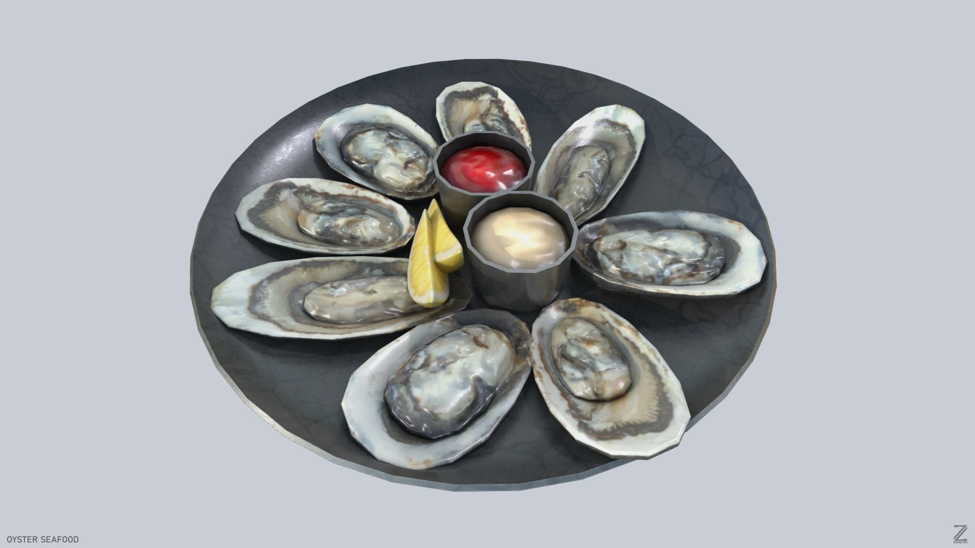 Oyster seafood Low-poly 3D model_5