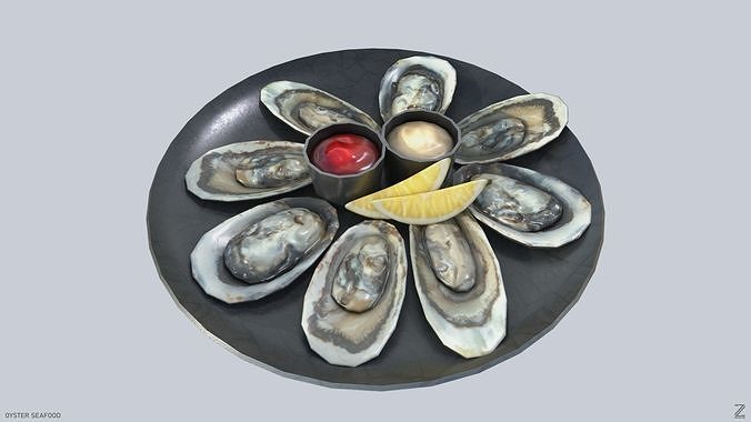 Oyster seafood Low-poly 3D model 4