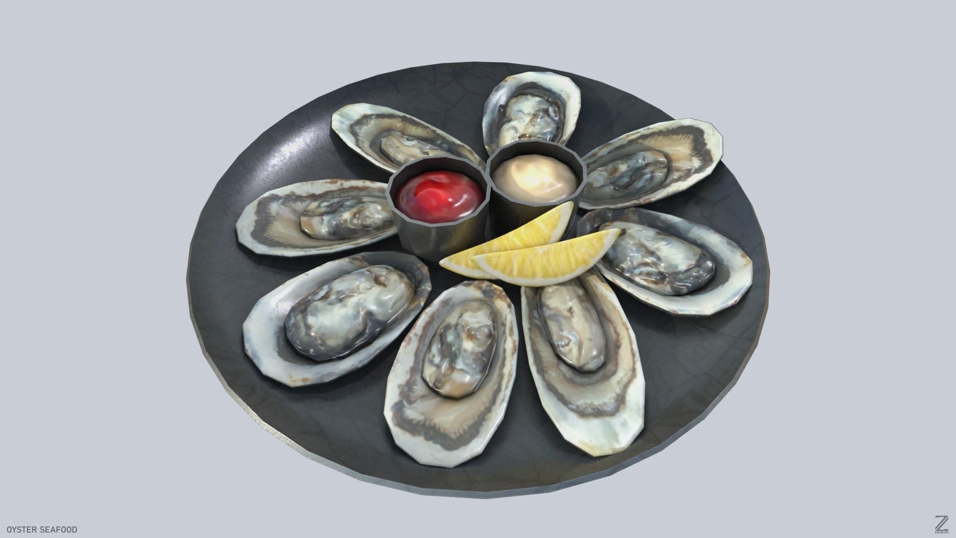 Oyster seafood Low-poly 3D model_3