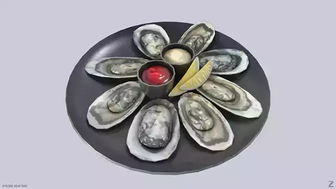 Oyster seafood Low-poly 3D model