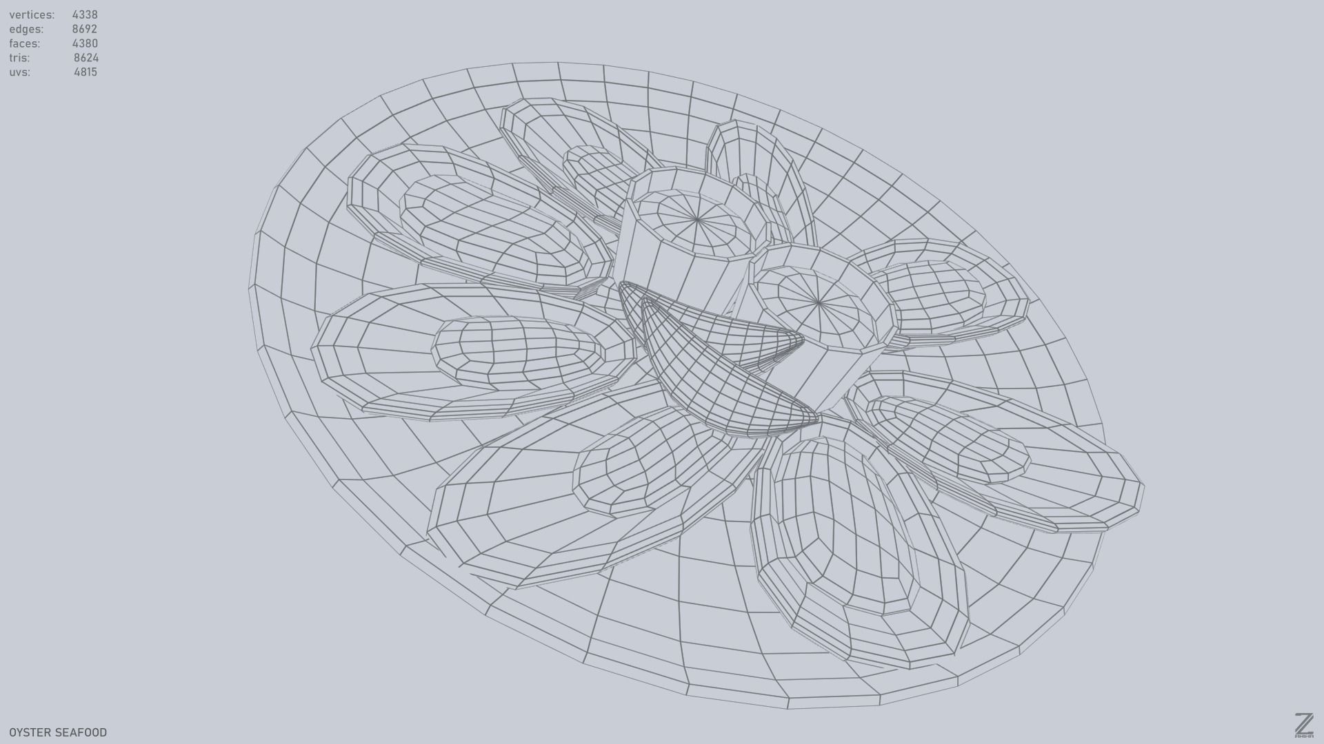 Oyster seafood Low-poly 3D model_13