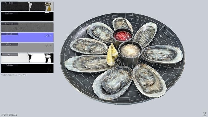 Oyster seafood Low-poly 3D model 2