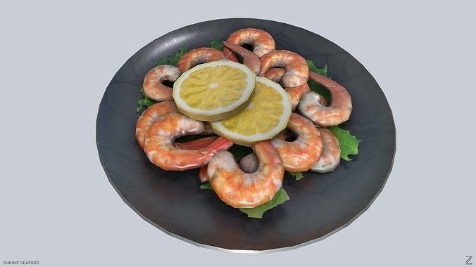 Shrimp seafood Low-poly 3D model 6