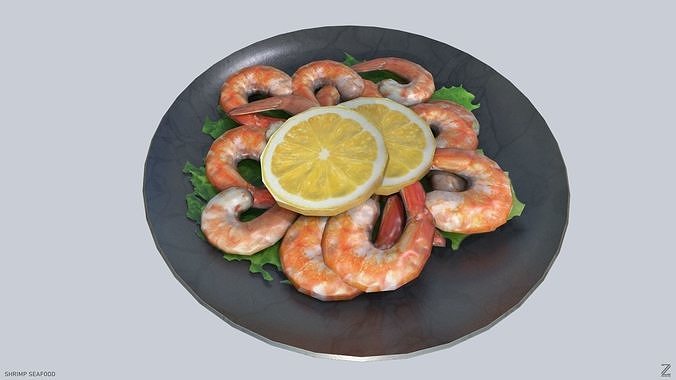 Shrimp seafood Low-poly 3D model 5
