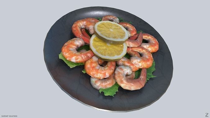 Shrimp seafood Low-poly 3D model 7