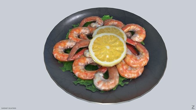 Shrimp seafood Low-poly 3D model 4