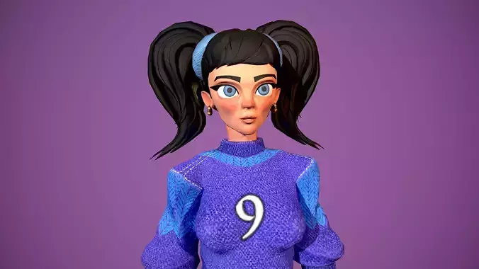 Basket girl Low-poly 3D model
