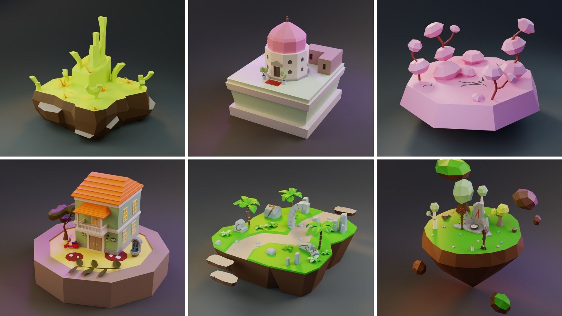 MEGA PACK Low Poly Worlds Islands Exteriors Low-poly 3D model_13