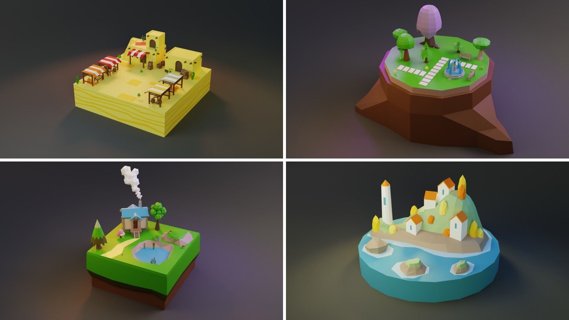 MEGA PACK Low Poly Worlds Islands Exteriors Low-poly 3D model_18