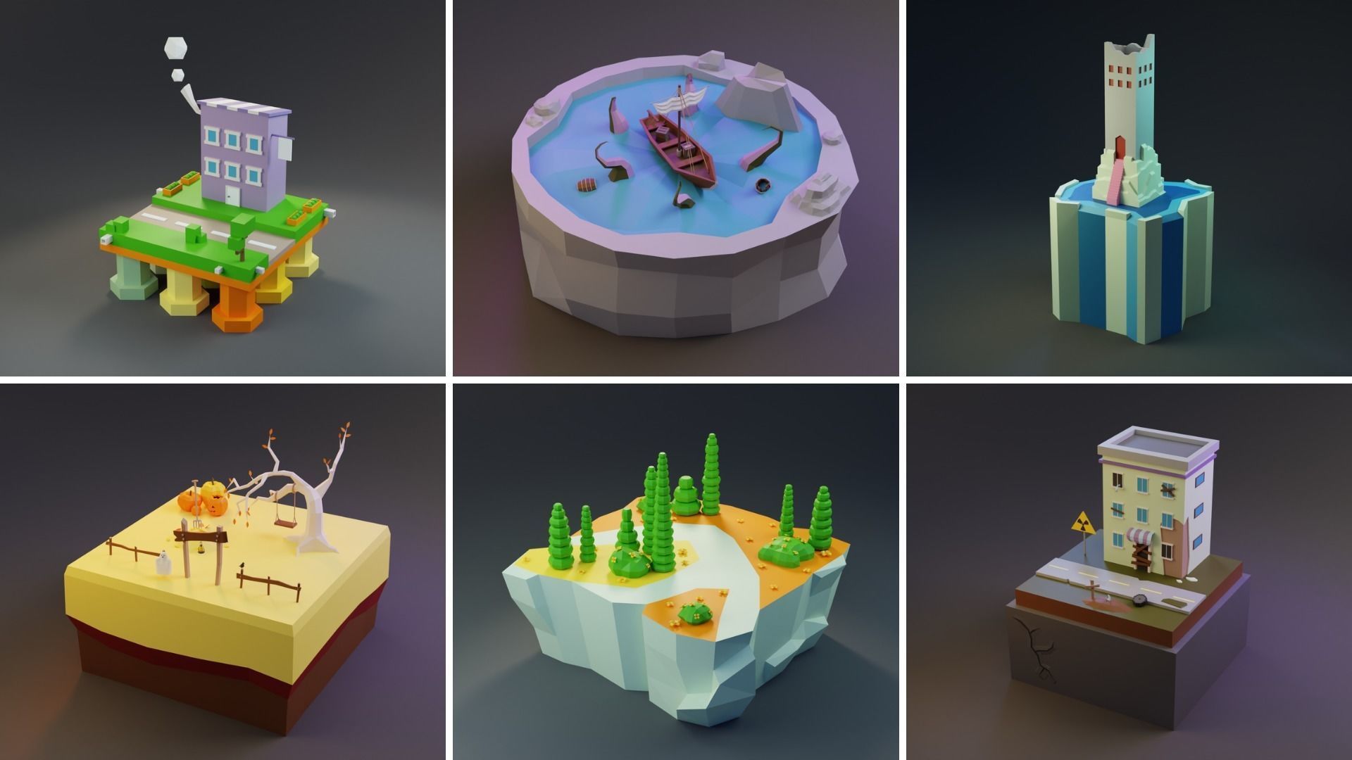 MEGA PACK Low Poly Worlds Islands Exteriors Low-poly 3D model_14