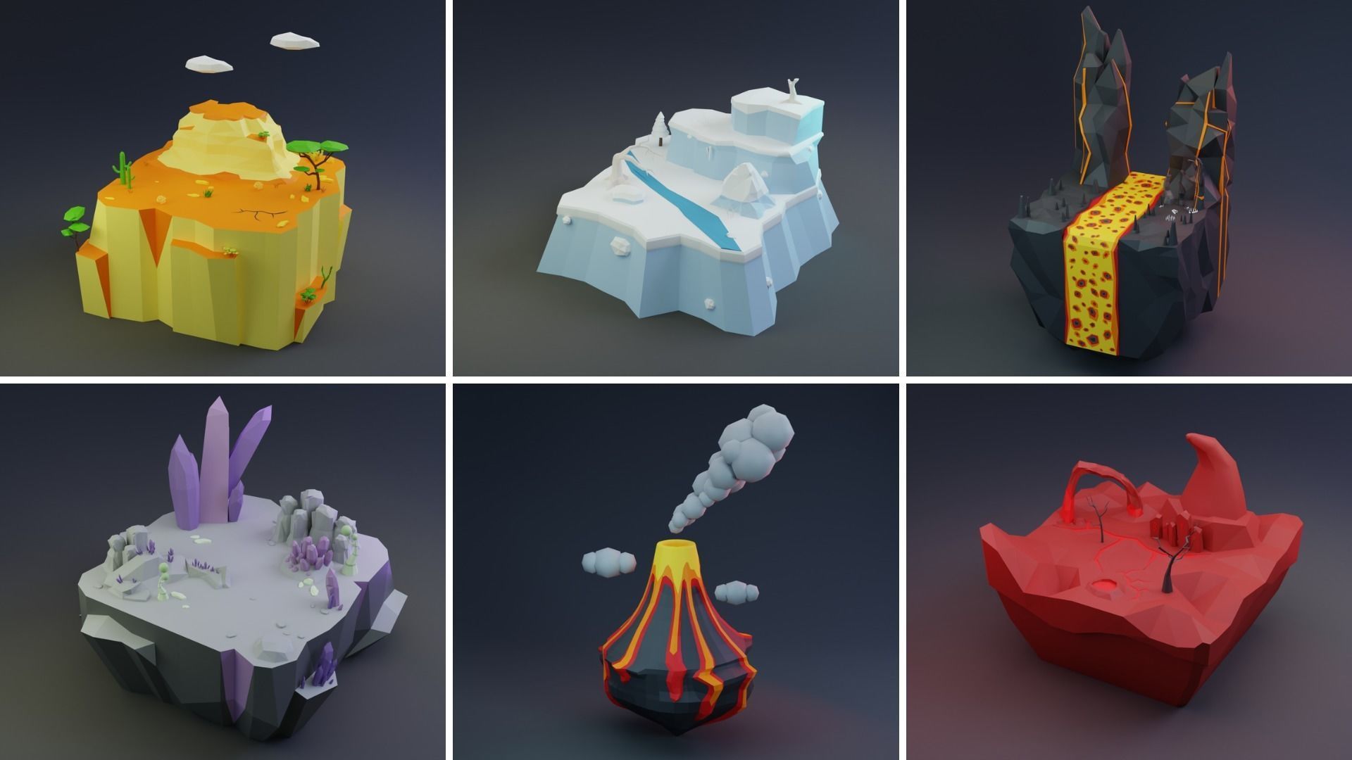 MEGA PACK Low Poly Worlds Islands Exteriors Low-poly 3D model_2